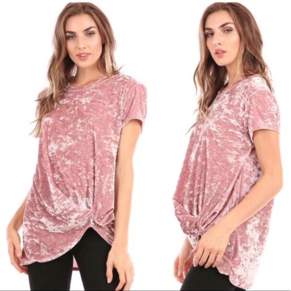💗Rose Velvet Side Knot Tunic. S-M-L